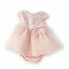 Best deal 💯 Rare Editions Baby 👧 Girls 3-24 Months Cap Sleeve Brocade Bow Front Wire Hem 👗 Dress Blush 🎁