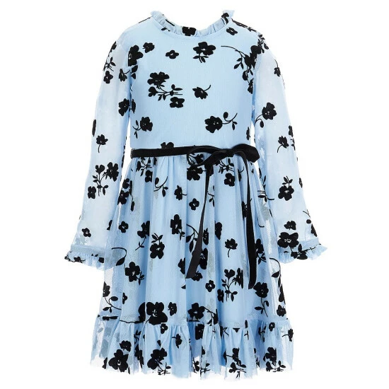 New ๐ Rare Editions Little ๐ง Girls 4-6X Long-Sleeve Ruffled Flocked Mesh ๐ Dress Periwinkle ๐ 3 New ๐ Rare Editions Little ๐ง Girls 4-6X Long-Sleeve Ruffled Flocked Mesh ๐ Dress Periwinkle ๐