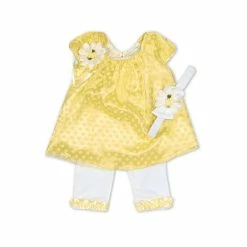 Deals ⭐ Rare Editions Baby 👧 Girls 3-24 Months Flock Dot Mesh Daisy Long Sleeve Top & Solid Legging Set Yellow 👍