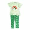 Cheapest 👍 Rare Editions Little 👧 Girls 2T -6X Short Ruffle Sleeve Good Luck Charm Rib Knit Top & Printed Leggings 2-Piece Set Green ✨ -Rare Editions Shop unnamed file 619