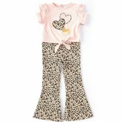 Best reviews of 😉 Rare Editions Little 👧 Girls 2T-6X Short-Sleeve Heart-Applique Tee & Leopard-Printed Leggings 2-Piece Set Blush 👏