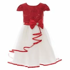 Top 10 ๐ Rare Editions Little ๐ง Girls 4-6X Lace/Mesh Fit-And-Flare ๐ Dress Red โ
