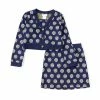 New 🥰 Rare Editions Big 👧 Girls 7-16 Long-Sleeve Daisy-Printed Cardigan & Matching 👗 Skirt & Sleeveless Tank Top Set Navy 🌟