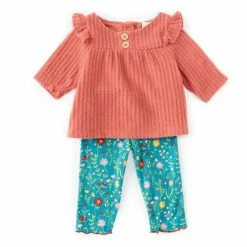 Deals 🔔 Rare Editions Baby 👧 Girls 3- 24 Months Thermal Knit Top & Floral Leggings 2-Piece Set Mauve 🎉