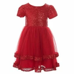 Outlet 🎁 Rare Editions Little 👧 Girls 2T-6X Sequin Tiered Mesh 👗 Dress 🥰