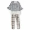 Hot Sale ⌛ Rare Editions Big 👧 Girls 7-12 Ruffle-Trimmed Knit Tunic Top & Plaid Knit Leggings 2-Piece Set Gray 👏 -Rare Editions Shop unnamed file 700