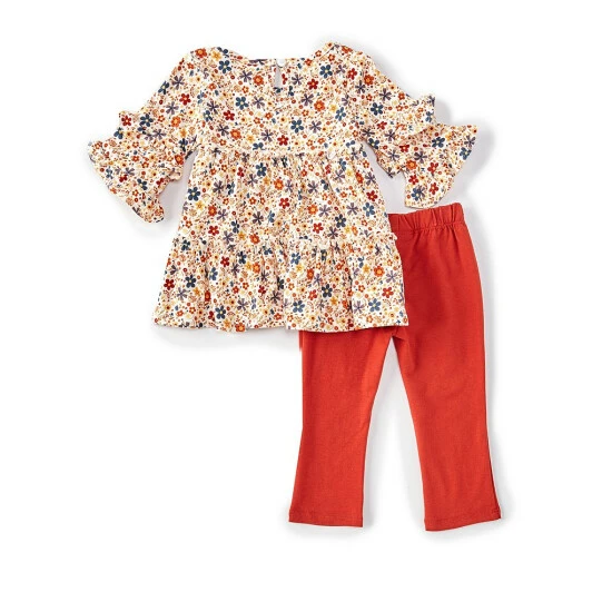 Discount ๐ฅ Rare Editions Baby ๐ง Girls 12-24 Months 3/4-Sleeve Ditsy-Floral Tunic Top & Solid Leggings 2-Piece Set Rust ๐ 4 Discount ๐ฅ Rare Editions Baby ๐ง Girls 12-24 Months 3/4-Sleeve Ditsy-Floral Tunic Top & Solid Leggings 2-Piece Set Rust ๐ - Image 2