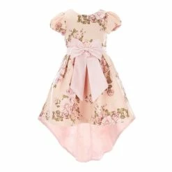 Best deal 😍 Rare Editions Little 👧 Girls 2T-6X Cap-Sleeve Floral-Printed Ballgown Taupe ⌛