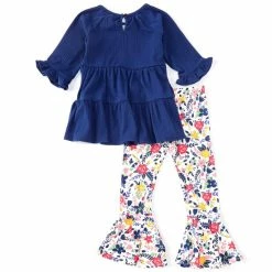 Outlet 🤩 Rare Editions Little 👧 Girls 2T-6X Long-Sleeve Tunic Top & Floral-Printed Flared-Leg Pant 2-Piece Set Dark Blue 🤩 -Rare Editions Shop unnamed file 720