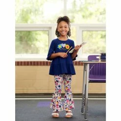 Outlet 🤩 Rare Editions Little 👧 Girls 2T-6X Long-Sleeve Tunic Top & Floral-Printed Flared-Leg Pant 2-Piece Set Dark Blue 🤩 -Rare Editions Shop unnamed file 721