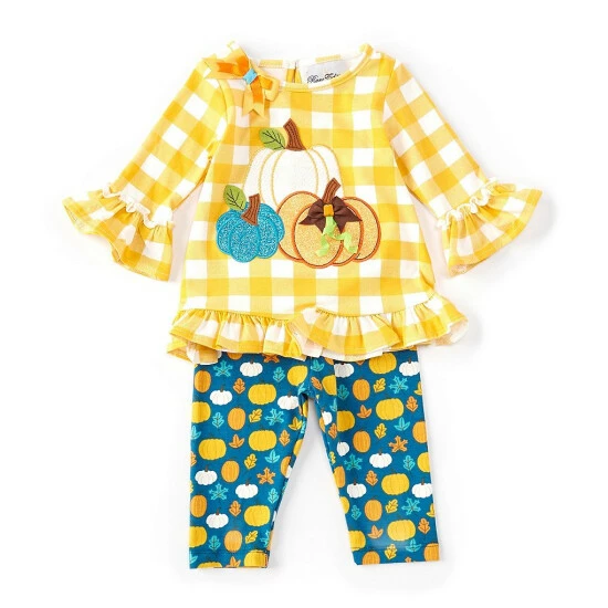 Outlet ๐ Rare Editions Baby ๐ง Girls 3-24 Months Checked ๐ช Thanksgiving Pumpkin-Appliqued Tunic Top & Printed Leggings Set Mustard โ 3 Outlet ๐ Rare Editions Baby ๐ง Girls 3-24 Months Checked ๐ช Thanksgiving Pumpkin-Appliqued Tunic Top & Printed Leggings Set Mustard โ