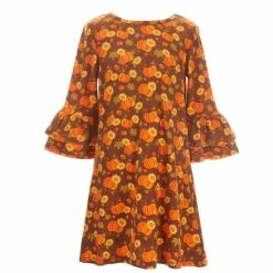 Outlet 🔔 Rare Editions Big 👧 Girls 7-16 Pumpkin-Printed Shift 👗 Dress & Checked A-Line 👗 Dress Two Piece Set Brown 💯 -Rare Editions Shop unnamed file 735