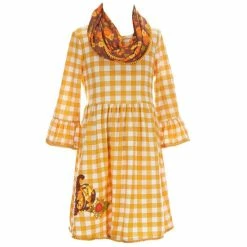 Outlet 🔔 Rare Editions Big 👧 Girls 7-16 Pumpkin-Printed Shift 👗 Dress & Checked A-Line 👗 Dress Two Piece Set Brown 💯 -Rare Editions Shop unnamed file 736