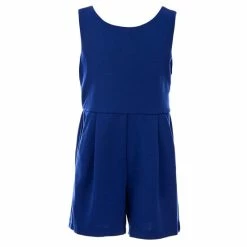 Cheapest ✔️ Rare Editions Big 👧 Girls 7-16 Sleeveless Bow Back Pleat Front Scuba Crepe Romper Navy 🌟