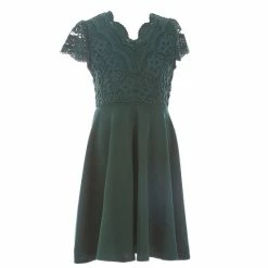 Wholesale ❤️ Rare Editions Big 👧 Girls 7-16 Flutter-Sleeve Lace/Scuba-Crepe Fit-And-Flare 👗 Dress Red ✨