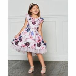 Promo 🌟 Rare Editions Little 👧 Girls 2T-6X Flutter-Sleeve Foiled-Floral Mikado Fit-And-Flare 👗 Dress Mauve 🌟 -Rare Editions Shop unnamed file 814