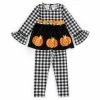 Brand new 👍 Rare Editions Little 👧 Girls 2T-6X Long-Sleeve A-Line Pumpkin 👗 Dress & Checked Leggings Set Black 🎉 -Rare Editions Shop unnamed file 817