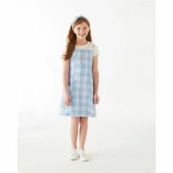 Outlet 🎉 Rare Editions Big 👧 Girls 7-16 Sleeveless Plaid Jumper 👗 Dress, Pointelle Knit Top & Coordinating Accessories 4-Piece Set Blue ⌛ -Rare Editions Shop unnamed file 823