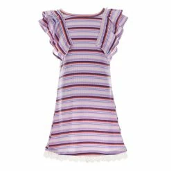 Coupon 🔔 Rare Editions Big 👧 Girls 7-16 Flutter Sleeve Striped Knit Shift 👗 Dress Multi ⌛