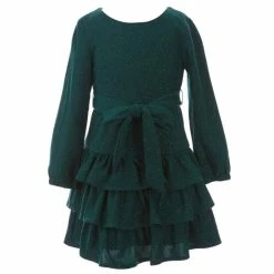 Top 10 🔔 Rare Editions Little 👧 Girls 2T-6X Pique Glitter Knit Tiered Ruffle 👗 Dress ⌛