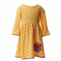 Outlet 🧨 Rare Editions Little 👧 Girls 2T-6X Pencil-Printed Shift 👗 Dress & Dot-Printed Fit-And-Flare 👗 Dress 2-Piece Set Mustard 🥰