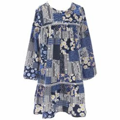 Top 10 🎉 Rare Editions Little 👧 Girls 2T-6X Blouson Long-Sleeve Mixed-Media Patchwork/Daisy Print Shift 👗 Dress Chambray Patchwork 🎁