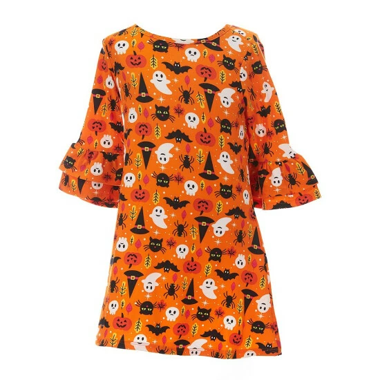 Buy ๐ Rare Editions Little ๐ง Girls 2T-6X 2 ๐ Dresses ๐ Halloween Print & Striped Cat-Appliqued ๐ Dress Set Orange ๐ 4 Buy ๐ Rare Editions Little ๐ง Girls 2T-6X 2 ๐ Dresses ๐ Halloween Print & Striped Cat-Appliqued ๐ Dress Set Orange ๐ - Image 2