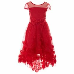 Best reviews of 🧨 Rare Editions Big 👧 Girls 7-16 Illusion Glitter Mesh Bodice Soutache Hi-Lo 👗 Dress Red 💯