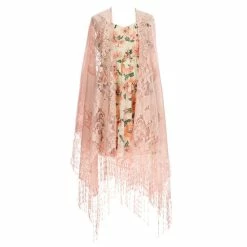 Promo ⌛ Rare Editions Big 👧 Girls 7-16 Sleeveless Floral Tiered 👗 Dress & Lace Fringe Cardigan 2-Piece Set Pink 🤩