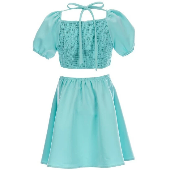 Wholesale โ Rare Editions Big ๐ง Girls 7-16 Puffed-Sleeve Side-Cutout Smocked Tie Back Fit-And-Flare ๐ Dress Aqua ๐ฅ 4 Wholesale โ Rare Editions Big ๐ง Girls 7-16 Puffed-Sleeve Side-Cutout Smocked Tie Back Fit-And-Flare ๐ Dress Aqua ๐ฅ - Image 2