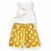 Discount ❤️ Rare Editions Big 👧 Girls 7-16 Sleeveless Bow Applique Knit Top & Dot Printed Shorts Set Mustard 😀