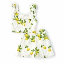 Outlet 🎁 Rare Editions Big 👧 Girls 7-16 Cap-Sleeve Lemon Print Top & Pleated Shorts Set Yellow/white 😀 -Rare Editions Shop unnamed file 918