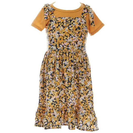 Budget ๐ฅ Rare Editions Little ๐ง Girls 2T-6X Sleeveless Tie Strap Floral Challis Jumper ๐ Dress & Short-Sleeve Solid Rib Tee 2-Piece Set Mustard Multi ๐ฅฐ 3 Budget ๐ฅ Rare Editions Little ๐ง Girls 2T-6X Sleeveless Tie Strap Floral Challis Jumper ๐ Dress & Short-Sleeve Solid Rib Tee 2-Piece Set Mustard Multi ๐ฅฐ
