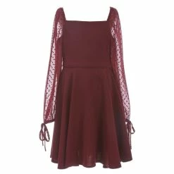 Discount ✨ Rare Editions Big 👧 Girls 7-16 Swiss-Dot-Sleeve Scuba-Crepe Fit-And-Flare 👗 Dress Hunter 🧨